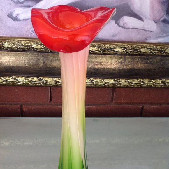 Beautiful Murano Calla Lily Vintage Collectible Hand Blown Glass Vase